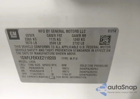 2014 Chevrolet Equinox 1Lt z USA, uszkodzony, nr VIN 1GNFLFEKXEZ118209